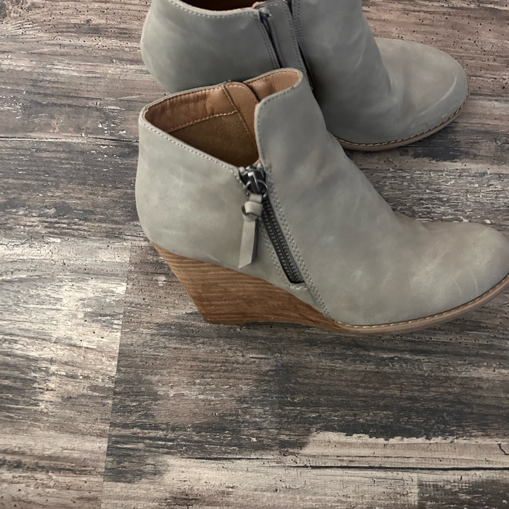 Gray Wedge Ankle Boots